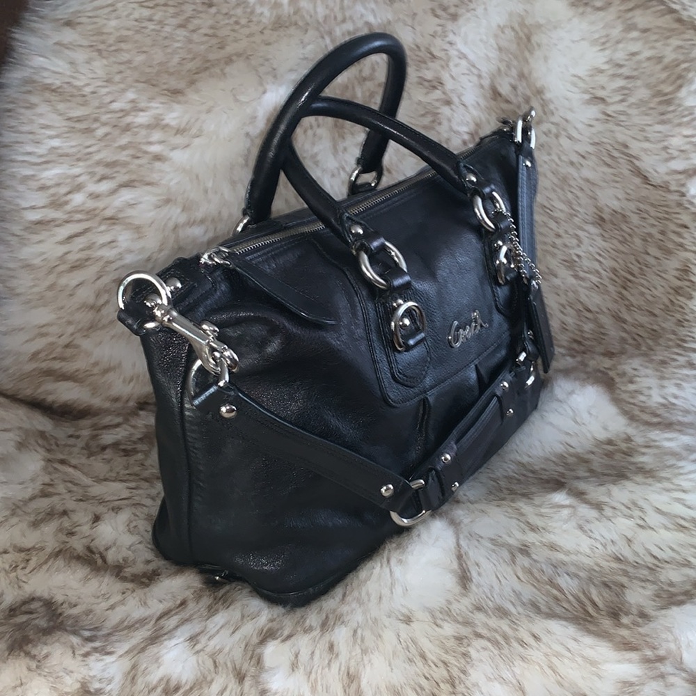 Coach Black Leather Satchel - Picture 2 of 16